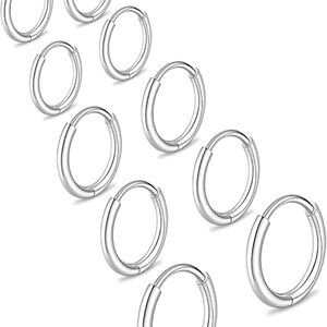 NWT Brand New 5 Pair Gokeey Elegant Silver Surgical Steel Hoop Earring Jewelry